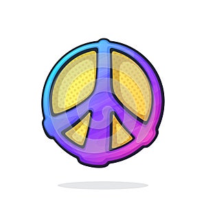 Hippies colorful symbol of peace. Sign of pacifism and freedom. Community of people against war