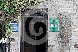 Sign at Green Dragon Inn on Route to Hardraw Force Waterfall, North Yorkshire, England, UK