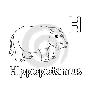 Hippo Alphabet ABC Coloring Page H