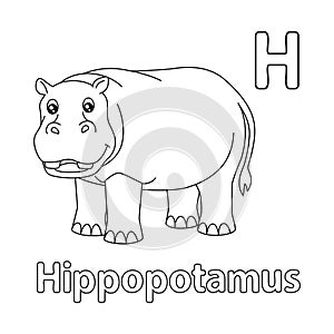 Hippo Alphabet ABC Coloring Page H