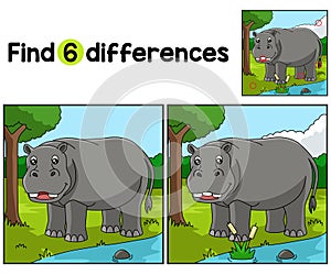 Hippo Animal Find The Differences