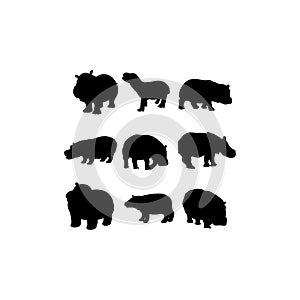 hippo animal set illustration icon design