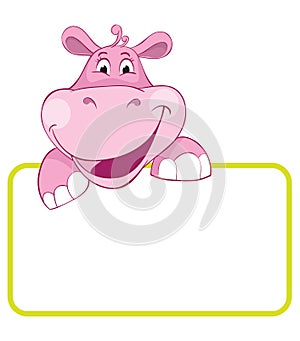 Hippo. Baby animal banner