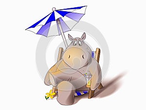 Hippo in deck chair