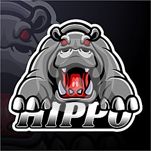 Hippo esport logo mascot design photo
