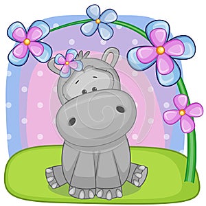 Hippo with flowers