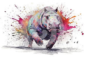 hippo form and spirit through an abstract lens. dynamic and expressive hippo print fashion design cute hippo poster