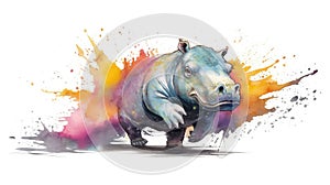 hippo form and spirit through an abstract lens. dynamic and expressive hippo print fashion design cute hippo poster