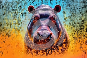 hippo form and spirit through an abstract lens. dynamic and expressive hippo print fashion design cute hippo poster