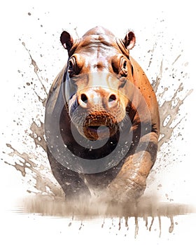 hippo form and spirit through an abstract lens. dynamic and expressive hippo print fashion design cute hippo poster