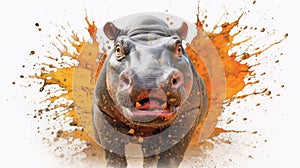 hippo form and spirit through an abstract lens. dynamic and expressive hippo print fashion design cute hippo poster