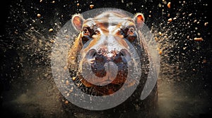 hippo form and spirit through an abstract lens. dynamic and expressive hippo print fashion design cute hippo poster