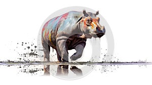 hippo form and spirit through an abstract lens. dynamic and expressive hippo print fashion design cute hippo poster