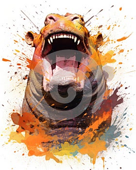 hippo form and spirit through an abstract lens. dynamic and expressive hippo print fashion design cute hippo poster