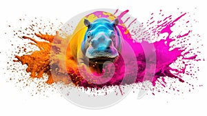 hippo form and spirit through an abstract lens. dynamic and expressive hippo print fashion design cute hippo poster