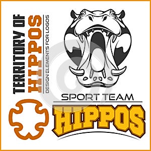 Hippo head - sport team. Mascot vector illustration photo