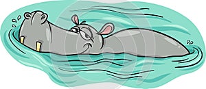 Hippo or hippopotamus in river cartoon