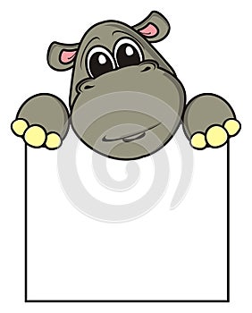 Hippo holding a blank plate