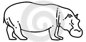 Hippo line icon. Safari animal. African fauna