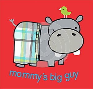 hippo mommy big guy animals print