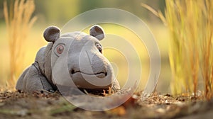 Plush Hippo In Tundra: Felt Stop-motion Art With Cute Cartoonish Design