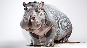 hippo on white background