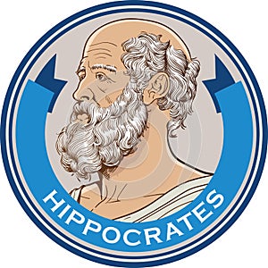 Hippocrates line art portrait, vector