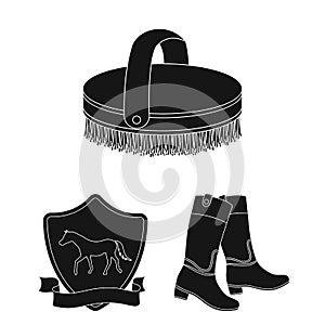 Hippodrome and horse black icons in set collection for design. Horse Racing and Equipment vector symbol stock web