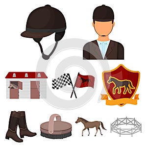 Hippodrome and horse icon in set collection on cartoon