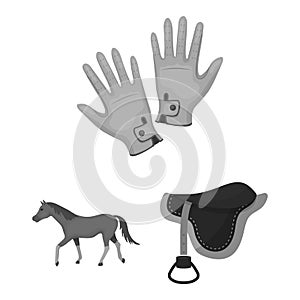 Hippodrome and horse monochrome icons in set collection for design. Horse Racing and Equipment vector symbol stock web