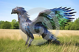 Hippogriff with open wings, AI generated