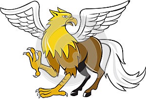 Hippogriff Prancing Isolated Cartoon