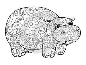 Hippopotamus coloring vector for adults animal