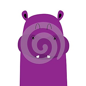 Hippopotamus hippo face head icon. Kawaii animal. Cute cartoon funny baby character. Behemoth river-horse. Baby clothes kids print