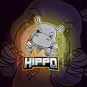 The hippopotamus mascot esport logo design