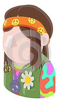 Hippy Hipster Man Avatar People Icon