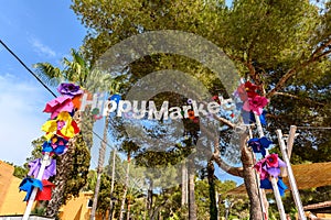 Hippy market sign over the entry to the Punta Arabi hippy market in Es Canar Ibiza 2 photo