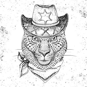 Hipster animal guepard. Hand drawing Muzzle of guepard