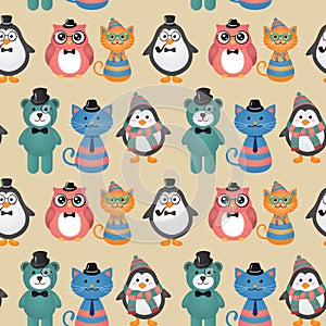 Hipster Animals & pets Seamless Background