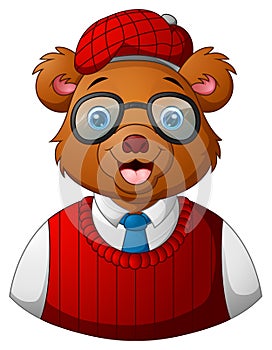 Hipster bear dressed and glasses