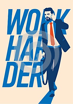 Hipster beard businessman vector illustration. Successful Businessman.