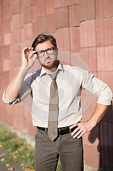 Hipster businessman outdoors