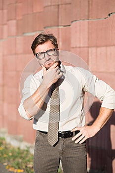 Hipster businessman outdoors