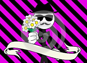 Hipster cartoon pictogram background flowers
