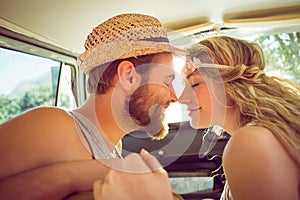 Hipster couple on road trip