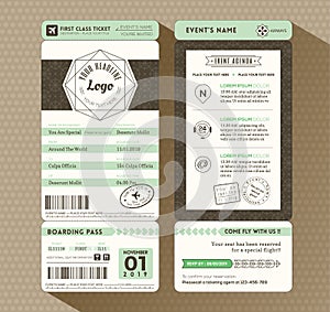 Hipster design Boarding Pass Ticket Event Invitation photo