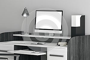 Hipster desktop with white laptop