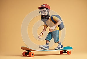 Hipster Doll Riding Longboard