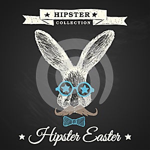 Hipster Easter poster with bunny.