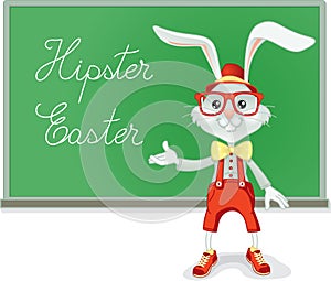 Hipster Easter Rabbit Teacher Vector Cartoon